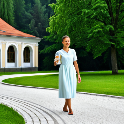 Home 7 Rogaska Slatina - European Royalty's Healing Spa**
"A grand, historic spa building in Rogaska Slatina, Slovenia, surrounded by lush green parks and manicured gardens. A woman in a modest, elegant dress is strolling through the park, holding a glass of water. The scene evokes a sense of tranquility and healing. Safe for work, appropriate content, fully clothed, professional, perfect anatomy, correct proportions, natural pose, well-formed hands, proper finger count, natural body proportions."
**